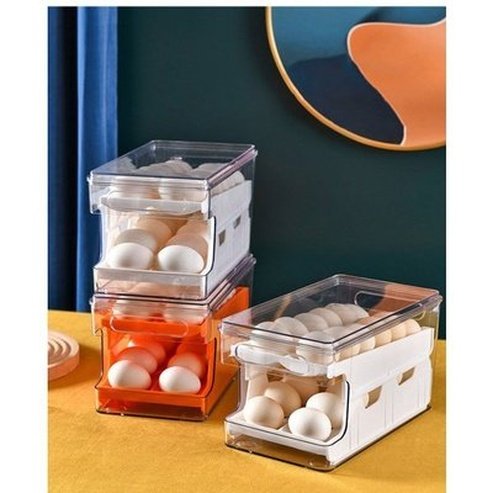 egg storage box large capacity 2 layers rolling type egg fresh keeping box refrigerator organizer stackable egg storage. food storage. type: food storage containers.