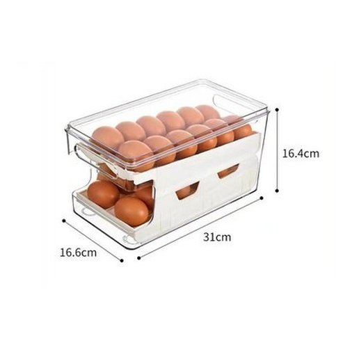 egg storage box large capacity 2 layers rolling type egg fresh keeping box refrigerator organizer stackable egg storage. food storage. type: food storage containers.
