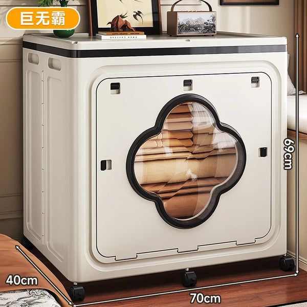 Portable Clothes Storage Cabinet with Wheels