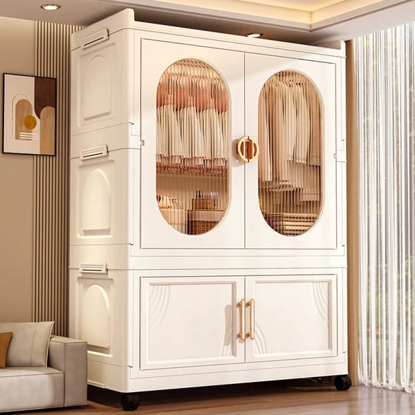 rolling storage cabinet for clothes and household items