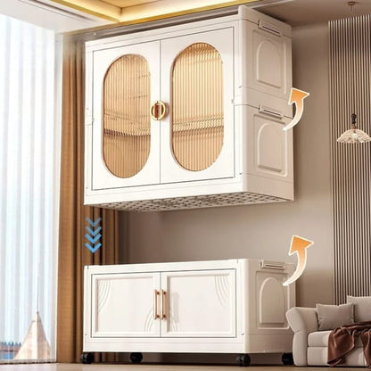 space saving wardrobe cabinet with multiple storage layers