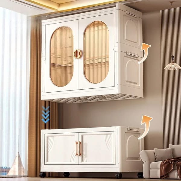 space saving wardrobe cabinet with multiple storage layers