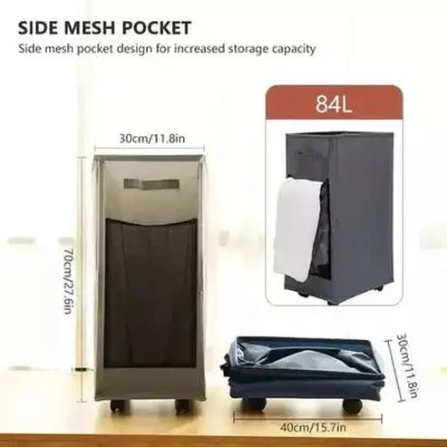 Foldable Laundry Basket Laundry Baskets Slim Rolling Laundry Caddy with Bag – Dondepiso