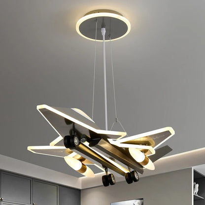 LED airplane chandelier with soft anti glare illumination