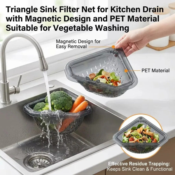 Magnetic sink basket for kitchen sponge storage