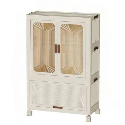 modern foldable wardrobe closet with transparent doors