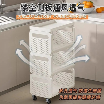 Carbon steel kitchen storage cart with rolling wheels