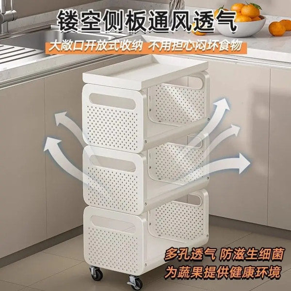 Carbon steel kitchen storage cart with rolling wheels