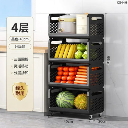 Modern kitchen produce organizer with modular basket