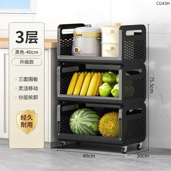 Space-saving rolling vegetable storage rack