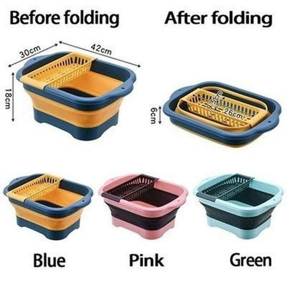 multipurpose collapsible colander fruit vegetable washing basket dish drainer silicone collapsible drain basket. kitchen tools and utensils: colanders and strainers