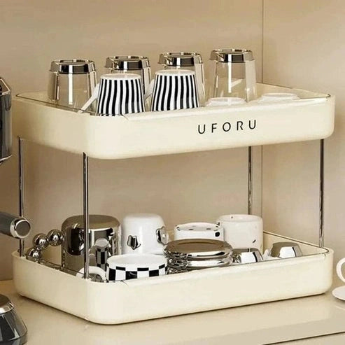 Multilayer Desktop Cup & Storage Rack with Drain Tray