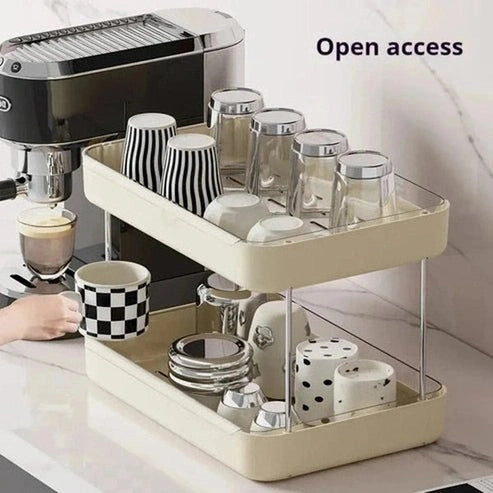 Multilayer Desktop Cup & Storage Rack with Drain Tray