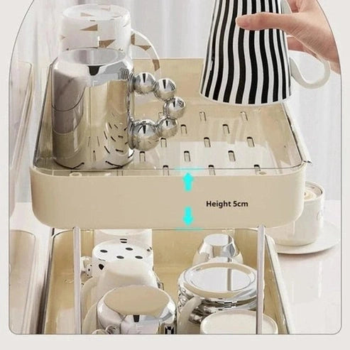 Multilayer Desktop Cup & Storage Rack with Drain Tray