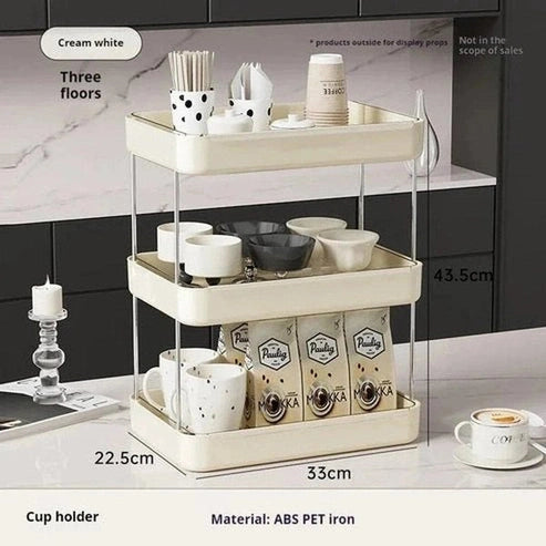 Multilayer Desktop Cup & Storage Rack with Drain Tray