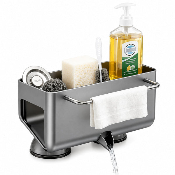No Drill Kitchen Sink Caddy with Towel Bar