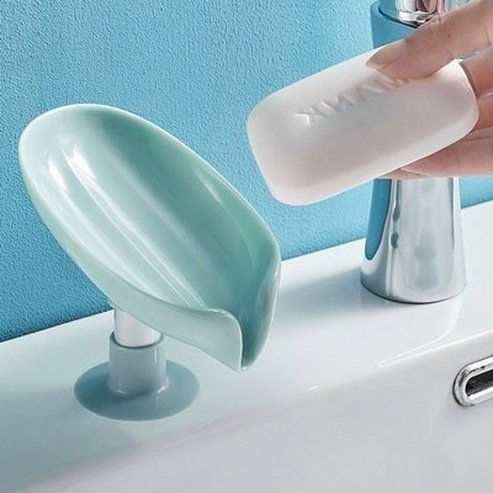 Non-slip leaf soap dish holder for bathroom sink. Soap Dish Leaf Soap Box Sponge Holder Sink Drainer. Bathroom Accessories. Type: Soap Dishes & Holders.