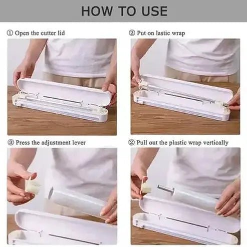 Cling Film Dispenser Plastic Wrap White Safe Cling Film Dispenser with Cutter – Dondepiso