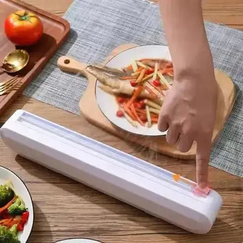 Cling Film Dispenser Plastic Wrap White Safe Cling Film Dispenser with Cutter – Dondepiso