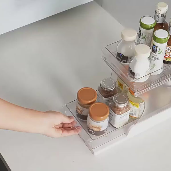 practical 2 layer kitchen organizer for small appliances and bottles