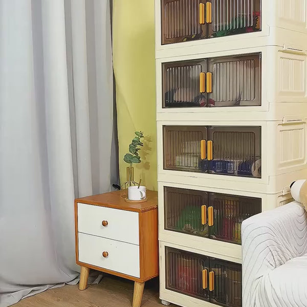 foldable storage organizer with large capacity and doors