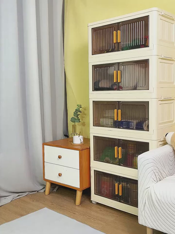 foldable storage organizer with large capacity and doors
