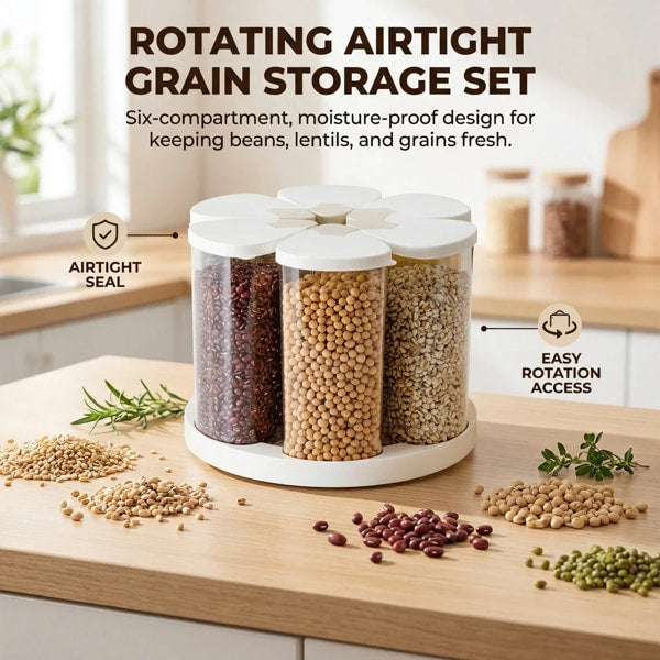 multi compartment grain dispenser with transparent design
