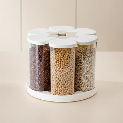 rotating bean and rice storage container organizer