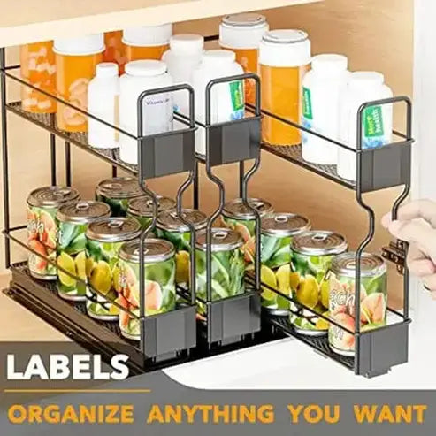 Slide-Out Heavy-Duty Spice Organizer with Labels
