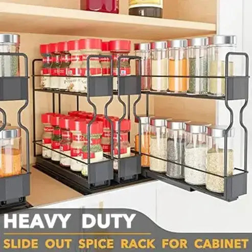 Slide-Out Heavy-Duty Spice Organizer with Labels