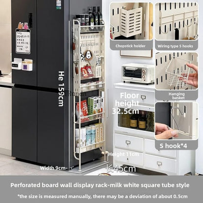 compact refrigerator side storage rack for small kitchen organization