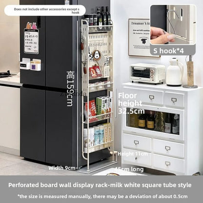 slim refrigerator side storage rack next to fridge multi layer storage organizer