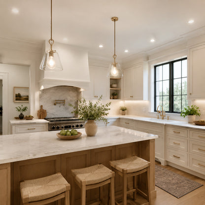 Bright kitchen with smart pendants under-cabinet lights and ceiling lighting