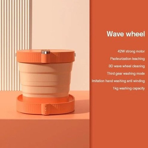 smart portable small washing machine. travel folding touch high frequency sonic washing machine. laundry appliances. type: washing machines color: orange.