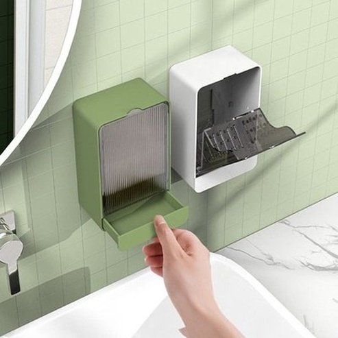 Wall Mounted Flap Type Luxury Lightweight Soap Box Punch-Free Bathroom Storage Shelf Portable Soap Dish with Detachable Drawer. Type: Soap Dishes and Holders.