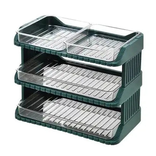 Stackable Food Storage Trays with Drawer Design