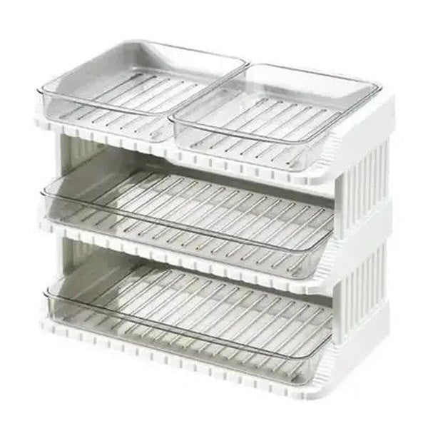 Stackable Food Storage Trays with Drawer Design
