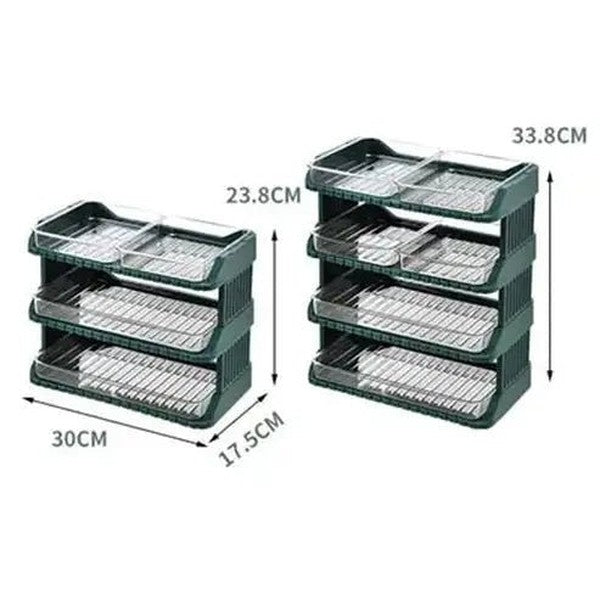 Stackable Food Storage Trays with Drawer Design