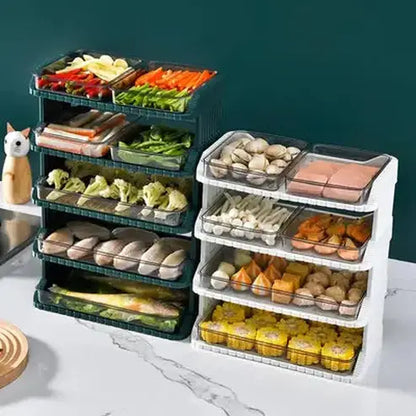 Stackable Food Storage Trays with Drawer Design