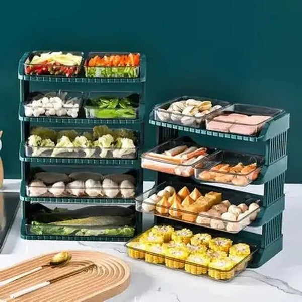Stackable Food Storage Trays with Drawer Design