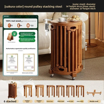 Stackable wooden stools for dining room and home