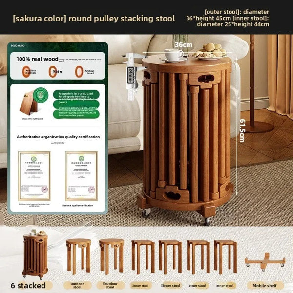 Stackable wooden stools for dining room and home