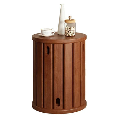 Stackable solid wood round stool with space-saving design