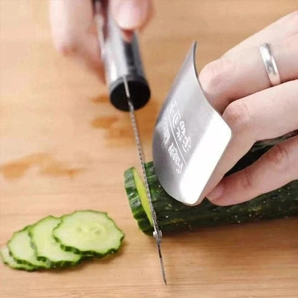 Stainless Steel Finger Guard - Reusable Cutting Protector for Safe Kitchen Slicing