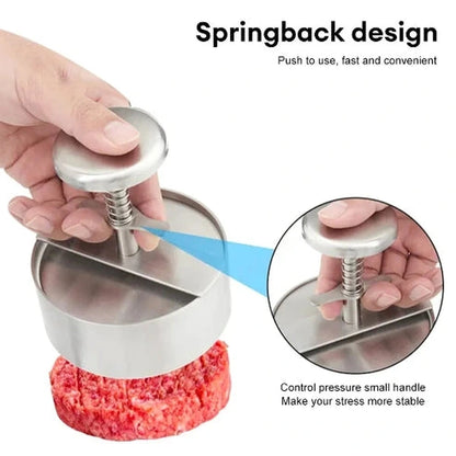 304 Stainless Steel Hamburger Patty Maker - Manual Press for Beef, Pork, and Burgers
