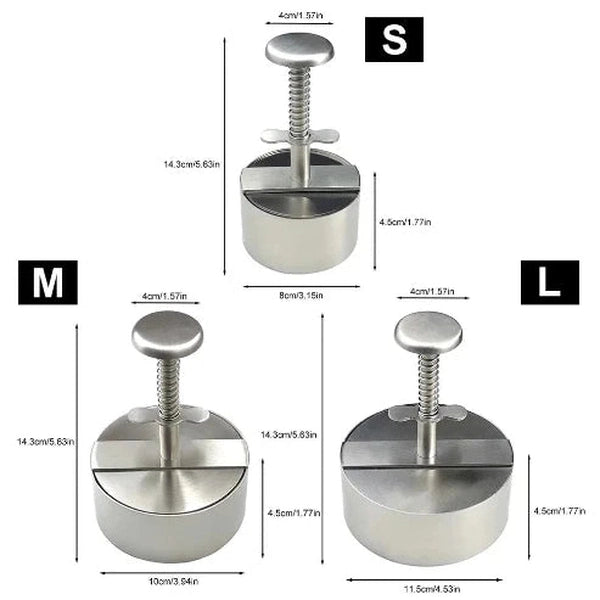 304 Stainless Steel Hamburger Patty Maker - Manual Press for Beef, Pork, and Burgers