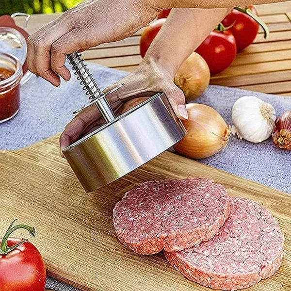 304 Stainless Steel Hamburger Patty Maker - Manual Press for Beef, Pork, and Burgers