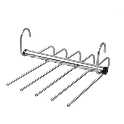5-tier stainless steel pants hanger for closet organization