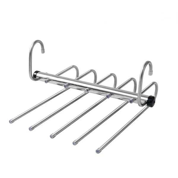 5-tier stainless steel pants hanger for closet organization