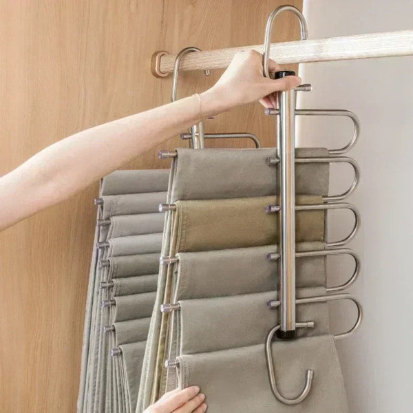 Multi-layer pants organizer for jeans and trousers
